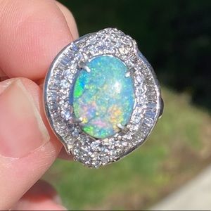 Lightning Ridge Black Opal and Diamond Ring